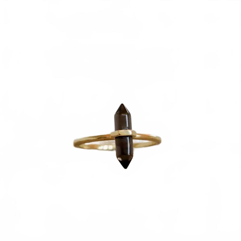 NEW JAXKELLY women's point ring in smoky quartz